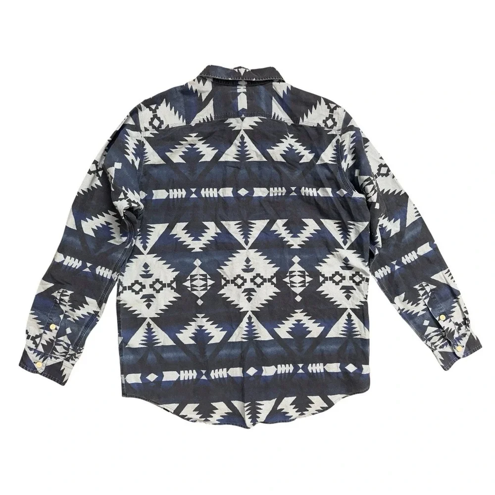 Polo Ralph Lauren Classic Fit Southwestern Aztec Tribal Button Blue‎ Shirt Sz L